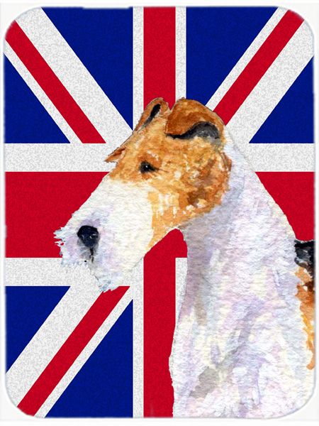 Fox Terrier With English Union Jack British Flag Glass Cutting Board - Large