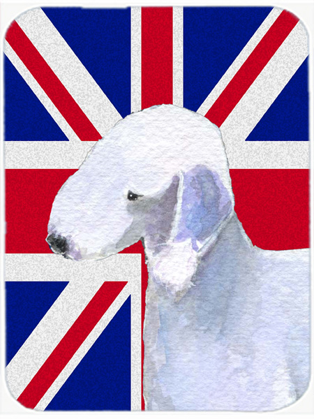 Bedlington Terrier With English Union Jack British Flag Glass Cutting Board - Large