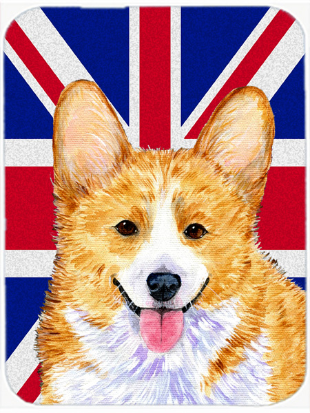 Corgi With English Union Jack British Flag Glass Cutting Board - Large