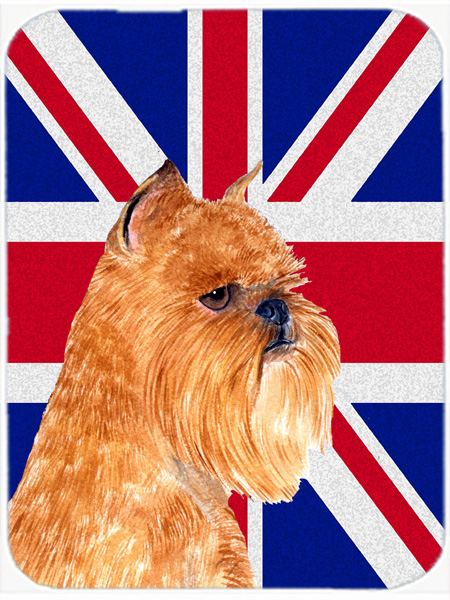 Brussels Griffon With English Union Jack British Flag Glass Cutting Board - Large