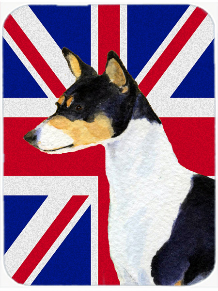 Basenji With English Union Jack British Flag Glass Cutting Board - Large