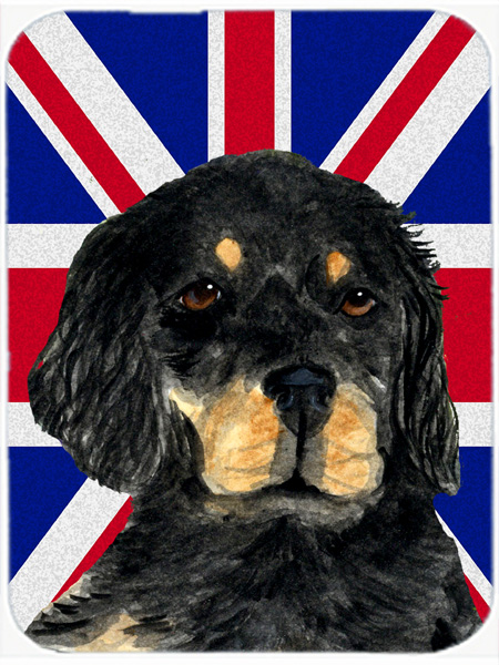 Gordon Setter With English Union Jack British Flag Glass Cutting Board - Large