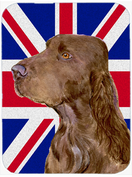 Field Spaniel With English Union Jack British Flag Glass Cutting Board - Large