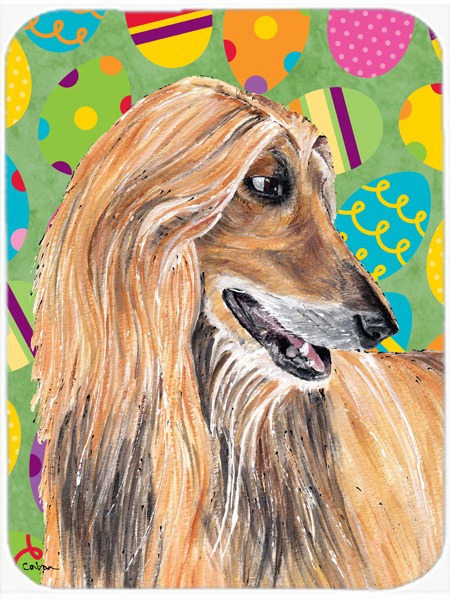 Afghan Hound Easter Eggtravaganza Glass Cutting Board - Large