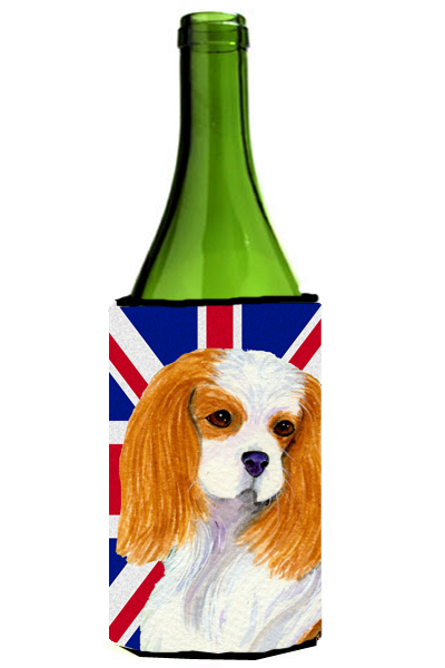 Cavalier Spaniel With English Union Jack British Flag Wine bottle sleeve Hugger - 24 Oz.