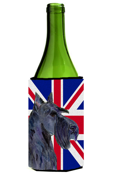 Scottish Terrier With English Union Jack British Flag Wine bottle sleeve Hugger - 24 Oz.