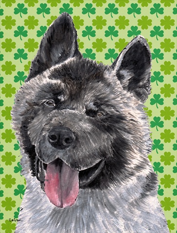 Akita St. Patricks Day Shamrock Flag Garden Size