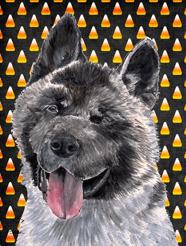 Akita Candy Corn Halloween Flag Garden Size