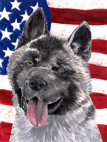 SC9487GF Akita USA Patriotic American Flag Flag Garden Size