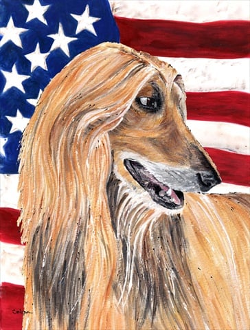 Afghan Hound USA Patriotic American Flag Flag Garden Size