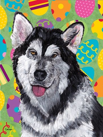 Alaskan Malamute Easter Eggtravaganza Flag Canvas House Size