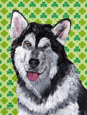 Alaskan Malamute St. Patrick's Day Shamrock Flag Canvas House Size