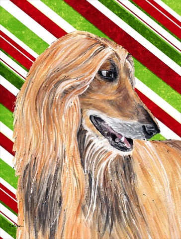 Afghan Hound Candy Cane Holiday Christmas Flag Canvas House Size
