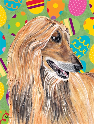 Afghan Hound Easter Eggtravaganza Flag Canvas House Size