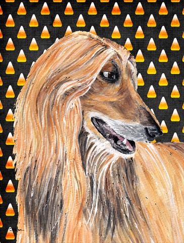 Afghan Hound Candy Corn Halloween Flag Canvas House Size