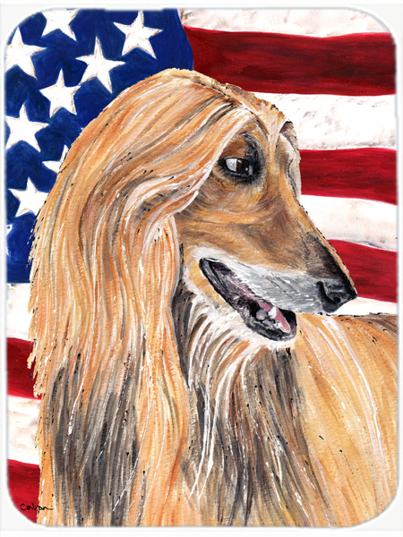 SC9506MP 7.75 x 9.25 In. Afghan Hound USA Patriotic American Flag Mouse Pad- Hot Pad Or Trivet