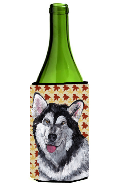 Alaskan Malamute Fall Leaves Wine bottle sleeve Hugger - 24 Oz.