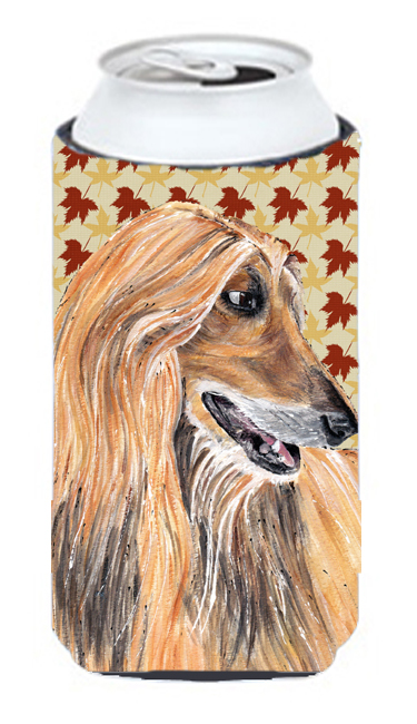 Afghan Hound Fall Leaves Tall Boy bottle sleeve Hugger - 22 To 24 Oz.