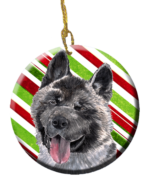 Akita Candy Cane Holiday Christmas Ceramic Ornament