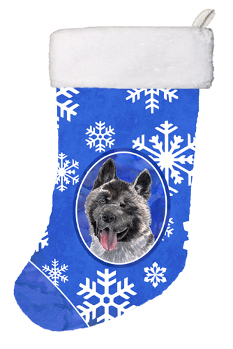 Akita Winter Snowflakes Holiday Christmas Stocking