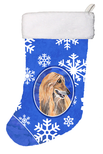 Afghan Hound Winter Snowflakes Holiday Christmas Stocking