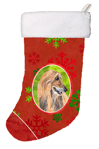Afghan Hound Red Snowflakes Holiday Christmas Christmas Stocking