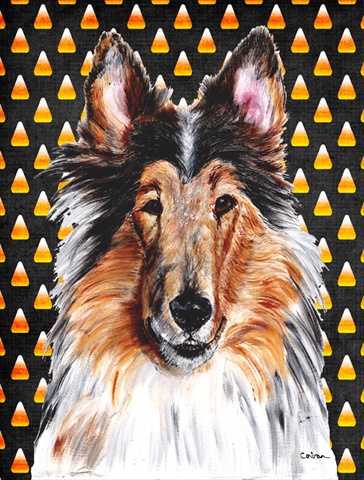 Collie Candy Corn Halloween Flag Canvas House Size
