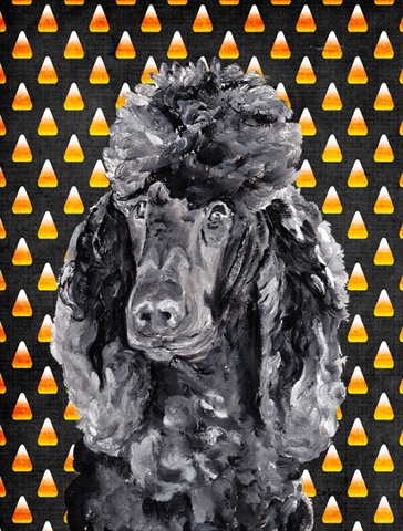 Black Standard Poodle Candy Corn Halloween Flag Canvas House Size