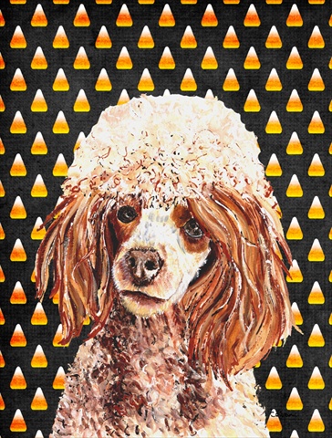 Red Miniature Poodle Candy Corn Halloween Flag Canvas House Size