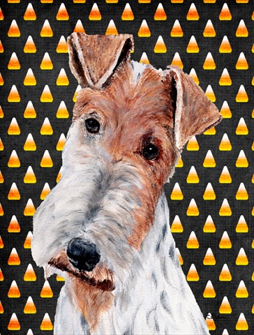 Wire Fox Terrier Candy Corn Halloween Flag Canvas House Size