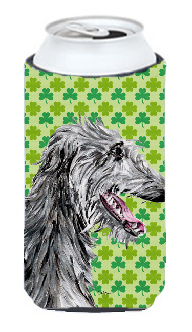 Scottish Deerhound Lucky Shamrock St. Patricks Day Tall Boy bottle sleeve Hugger - 22 To 24 Oz.