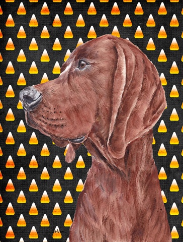 Redbone Coonhound Candy Corn Halloween Flag Canvas House Size