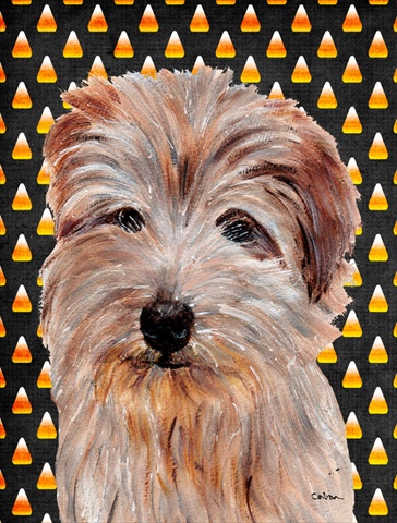 Norfolk Terrier Candy Corn Halloween Flag Canvas House Size