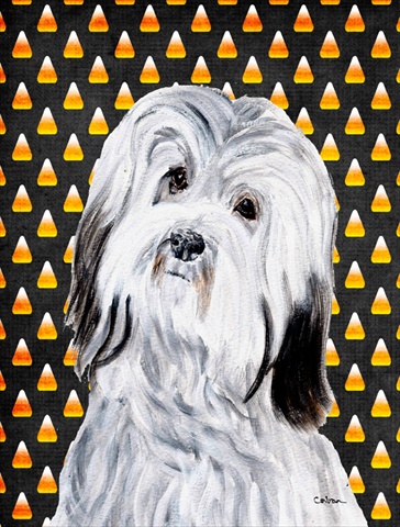 SC9665CHF Havanese Candy Corn Halloween Flag Canvas House Size