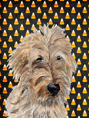 Golden Doodle 2 Candy Corn Halloween Flag Canvas House Size