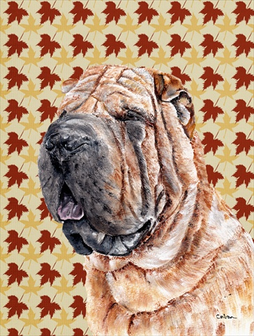 Shar Pei Fall Leaves Flag Canvas House Size