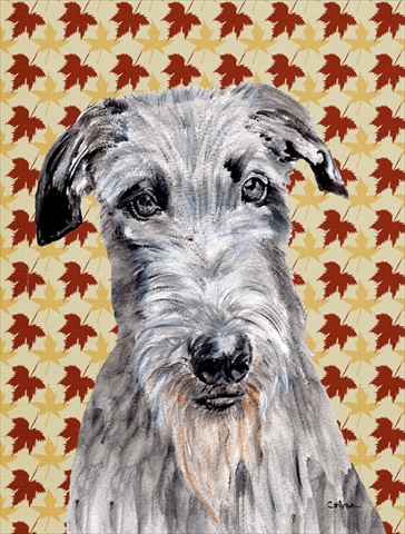 Scottish Deerhound Fall Leaves Flag Canvas House Size