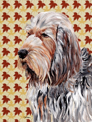 Otterhound Fall Leaves Flag Canvas House Size