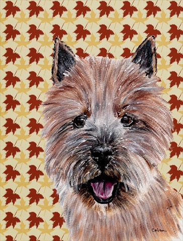 Norwich Terrier Fall Leaves Flag Canvas House Size