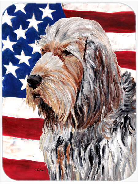 Otterhound With American Flag USA Glass Cutting Board - Large