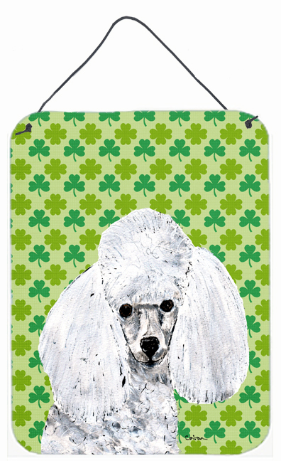 White Toy Poodle Lucky Shamrock St. Patrick's Day Aluminum Metal Wall Or Door Hanging Prints