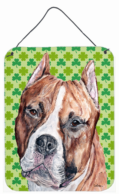 Staffordshire Bull Terrier Staffie Lucky Shamrock St. Patrick's Day Wall Or Door Hanging Prints