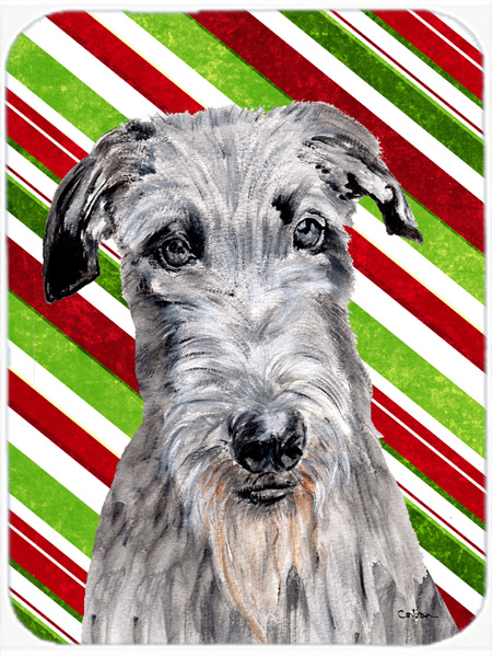 Scottish Deerhound Candy Cane Christmas Glass Cutting Board - Large