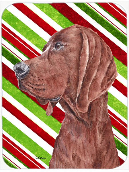 Redbone Coonhound Candy Cane Christmas Glass Cutting Board - Large