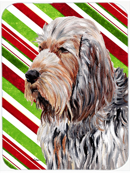 Otterhound Candy Cane Christmas Glass Cutting Board - Large