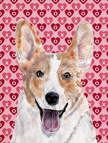 Picture of Carolines Treasures SC9696CHF Cardigan Corgi Hearts And Love Flag Canvas House Size