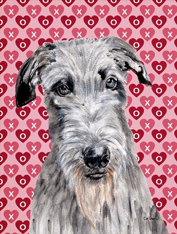 Picture of Carolines Treasures SC9706CHF Scottish Deerhound Hearts And Love Flag Canvas House Size