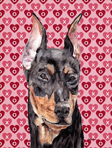 Picture of Carolines Treasures SC9716CHF German Pinscher Hearts And Love Flag Canvas House Size
