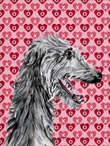 Picture of Carolines Treasures SC9717CHF Scottish Deerhound Hearts And Love Flag Canvas House Size