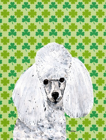 Picture of Carolines Treasures SC9725CHF White Toy Poodle Lucky Shamrock St. Patricks Day Flag Canvas House Size